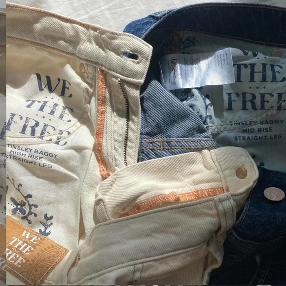BUNDLE: Free People Tinsley Baggy High Rise Straight LegJeans